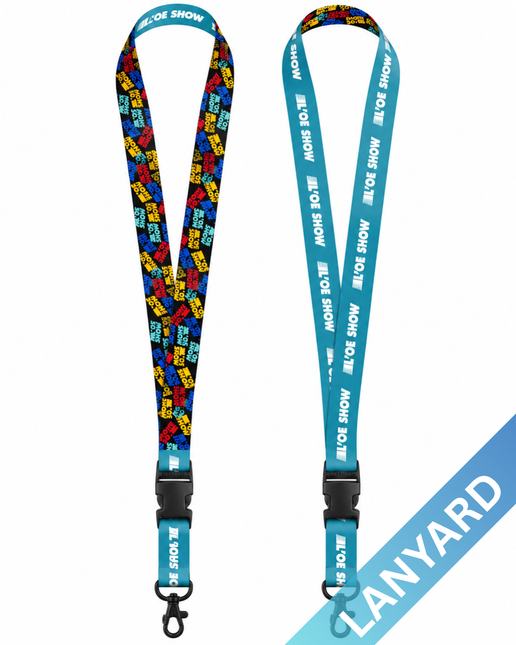 L’oe Show Long Teal + Lots of Little Harlequins Lanyard