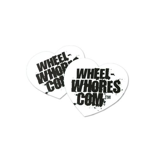 Wheel Whores Small White Heart Sticker Pack